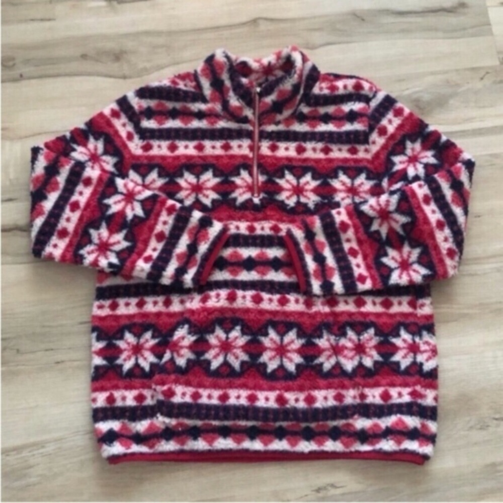 MASSIVE $10 SALE Cozy Red and White Patterned Turtleneck Sweater